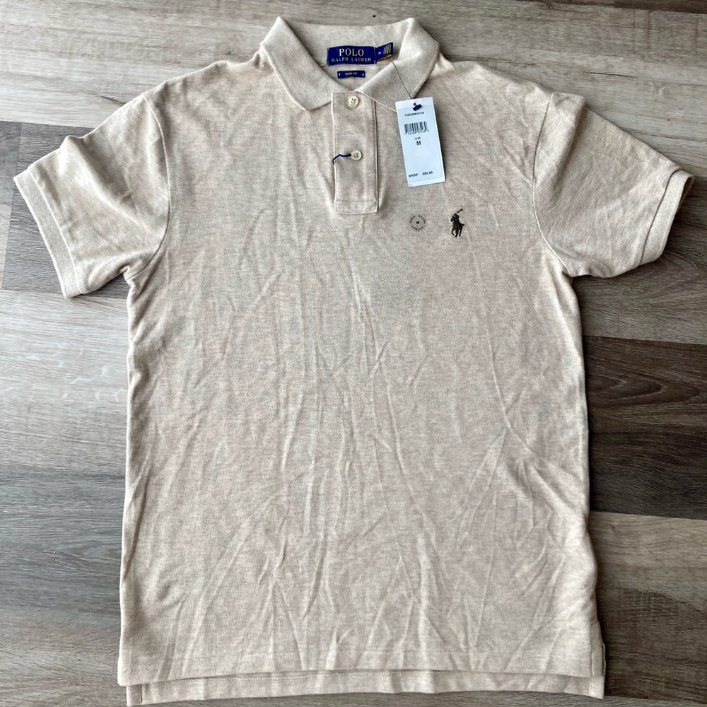 Brand New Polo by Ralph Lauren Mens Slim fit Medium in Tan